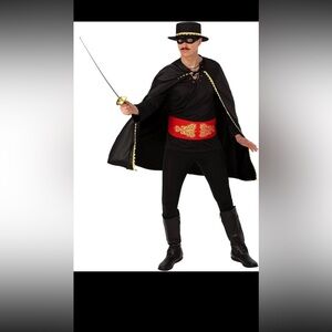 Mens Zorro Costume + Hat Adult Mexican Masked Bandit Outlaw Size Large
